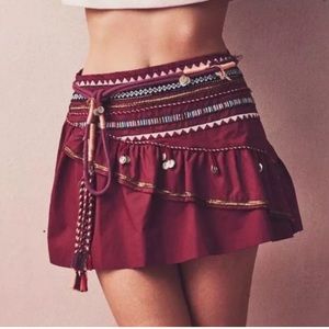 LoveShackFancy 2 Ruffle Beaded Embroidered Skirt